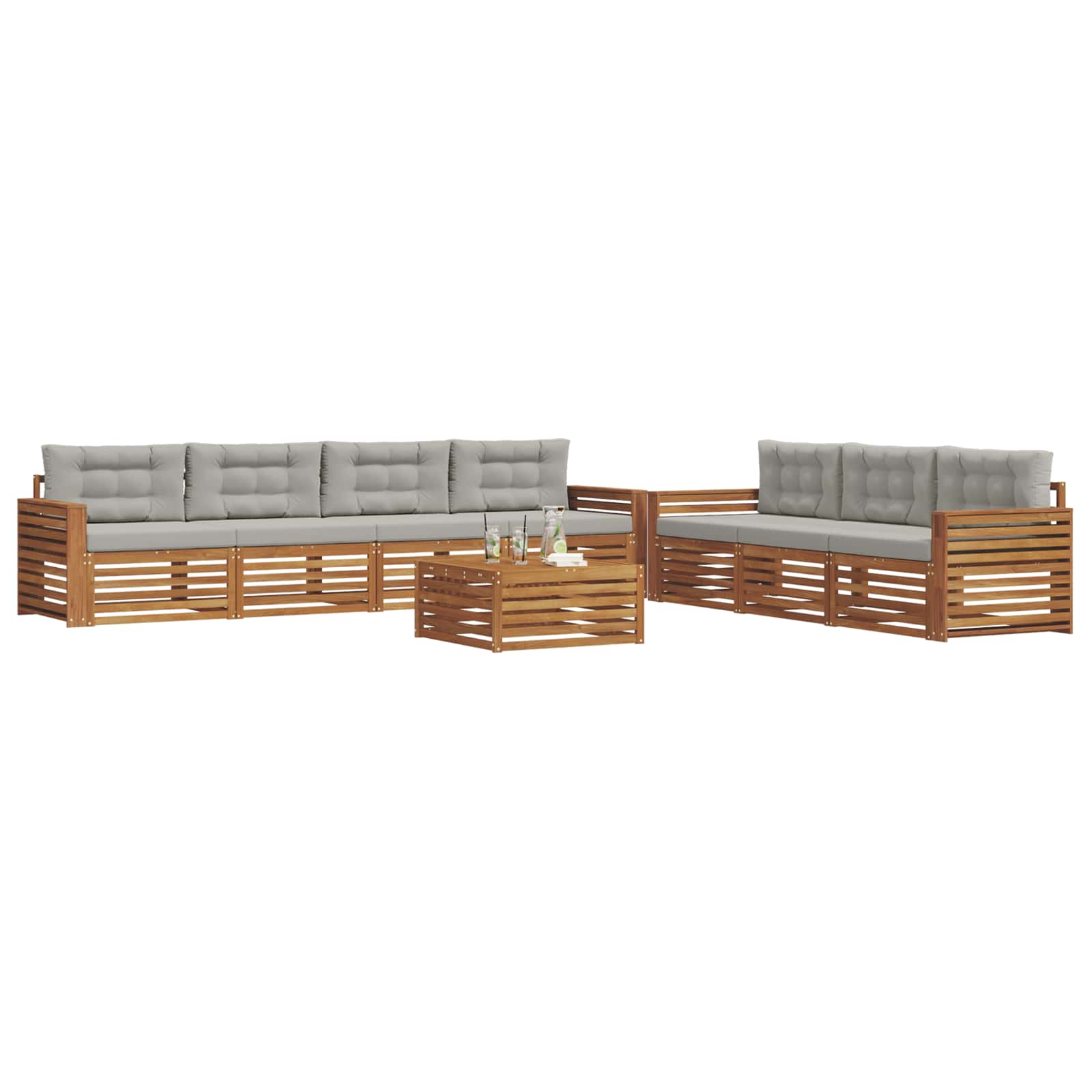 Set di divani da esterno 8 pcs Grigio Naturale e Chiaro | homemem39