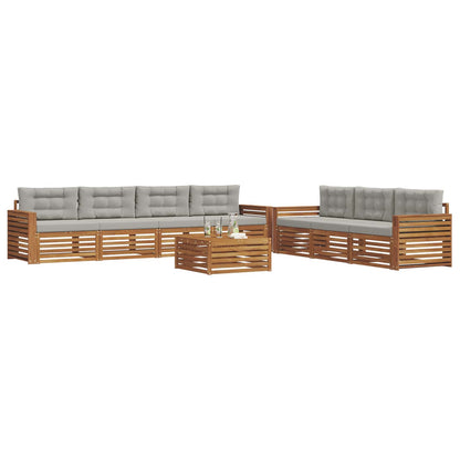 Set di divani da esterno 8 pcs Grigio Naturale e Chiaro | homemem39