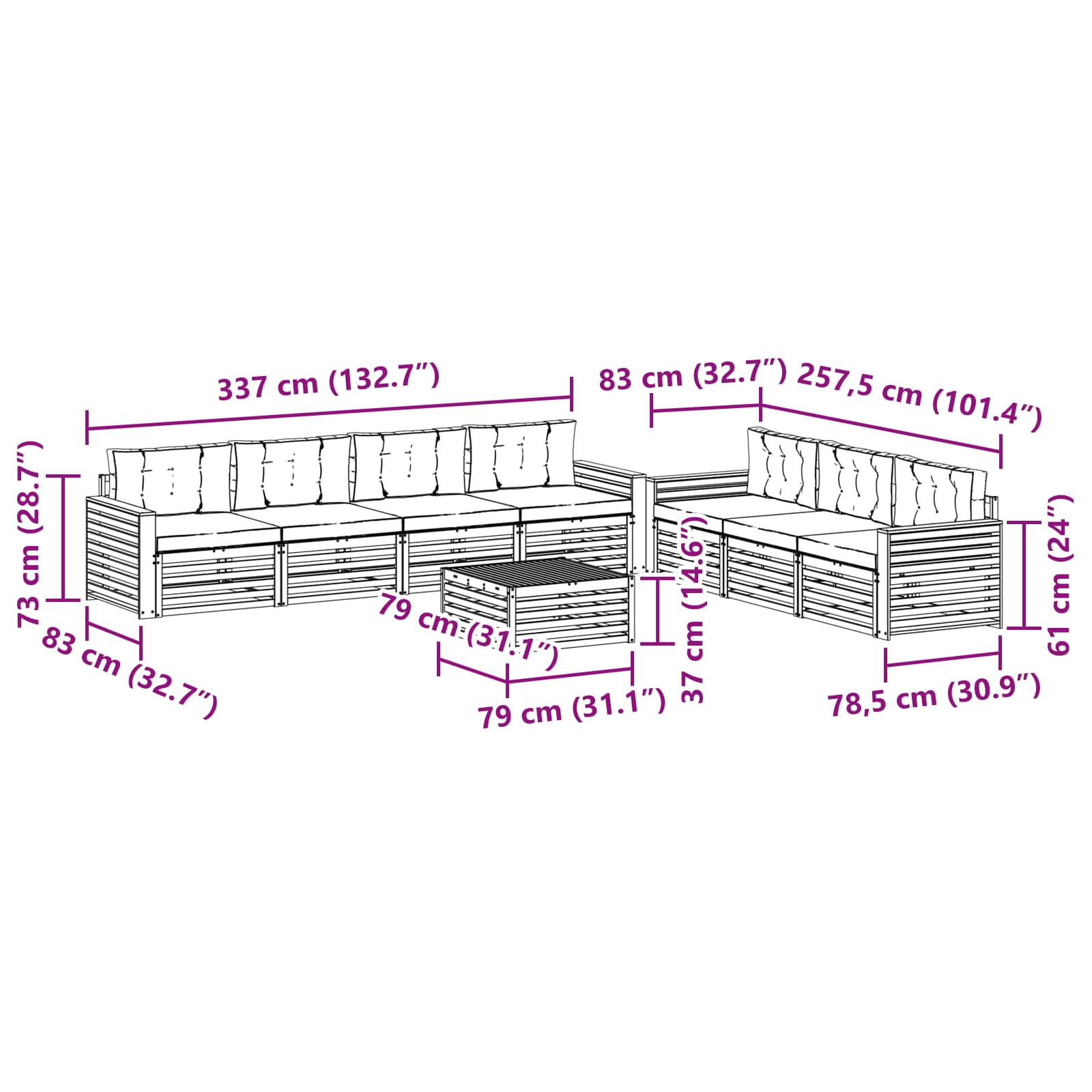 Set di divani da esterno 8 pcs Grigio Naturale e Chiaro | homemem39