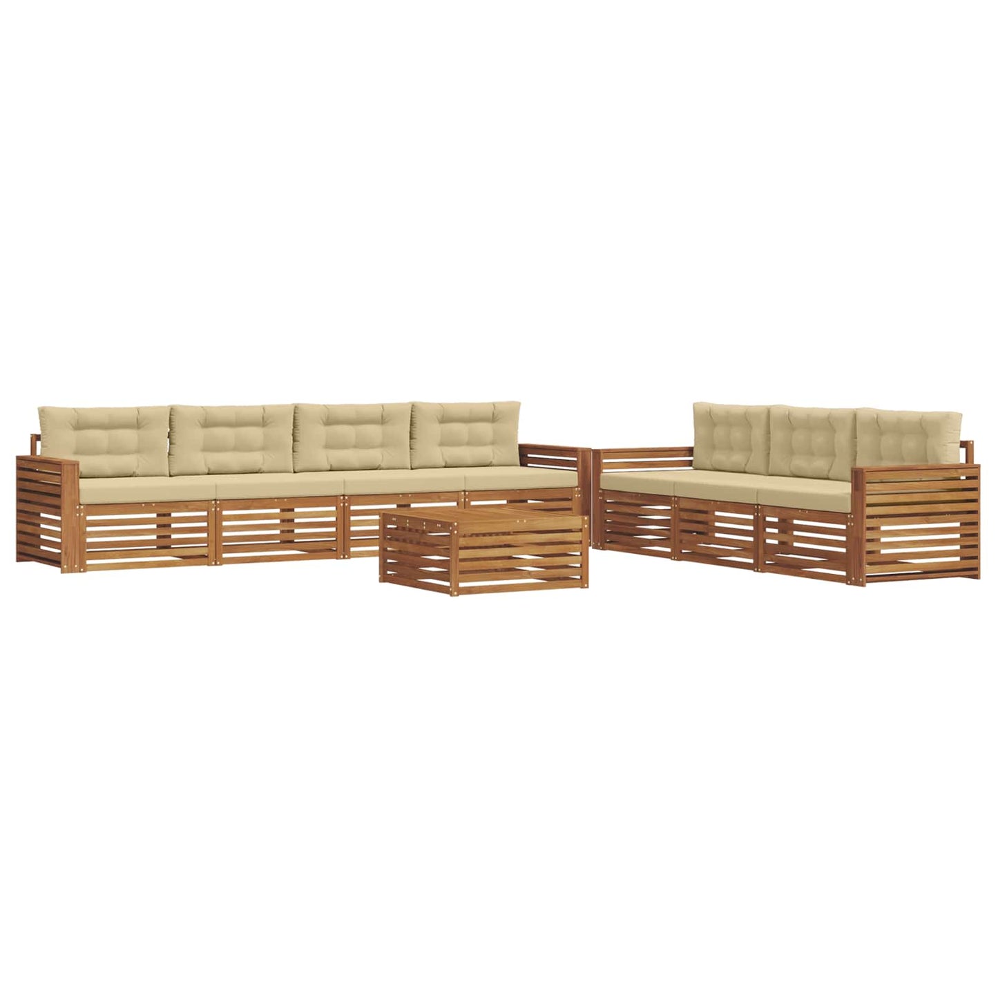 Set di divani da esterno con cuscino 8 pcs Naturale e Beige | homemem39