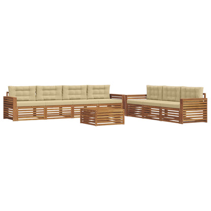Set di divani da esterno con cuscino 8 pcs Naturale e Beige | homemem39
