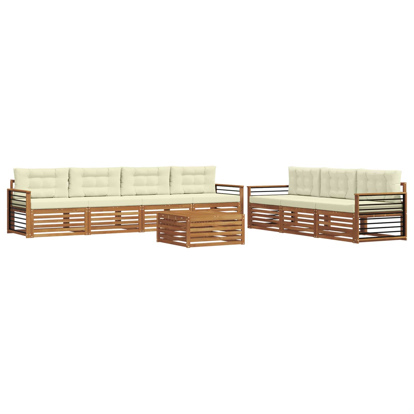 Set di divani da esterno con cuscino 8 pcs Naturale e Crema | homemem39