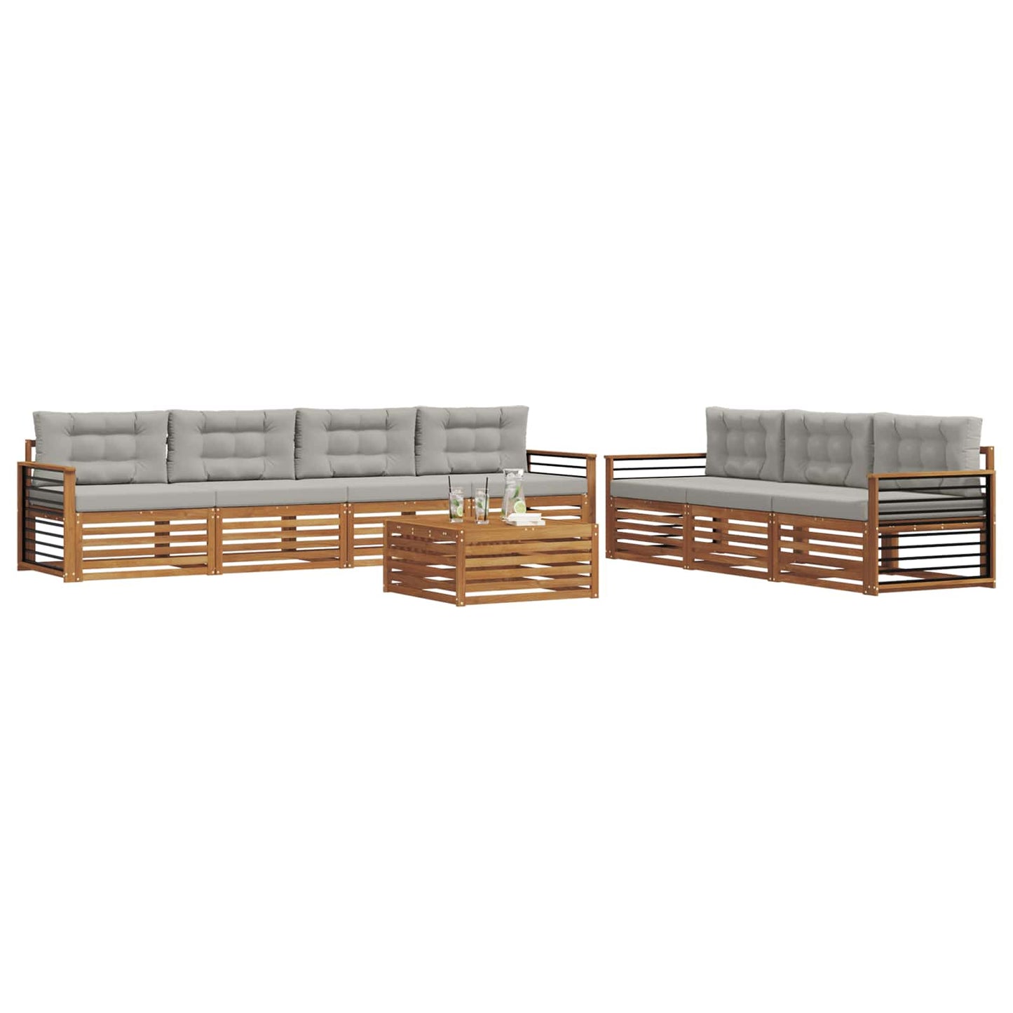 Set di divani da esterno 8 pcs Grigio Naturale e Chiaro | homemem39