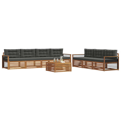 Set di divani da esterno con cuscino 8 pcs Naturale e Antracite | homemem39