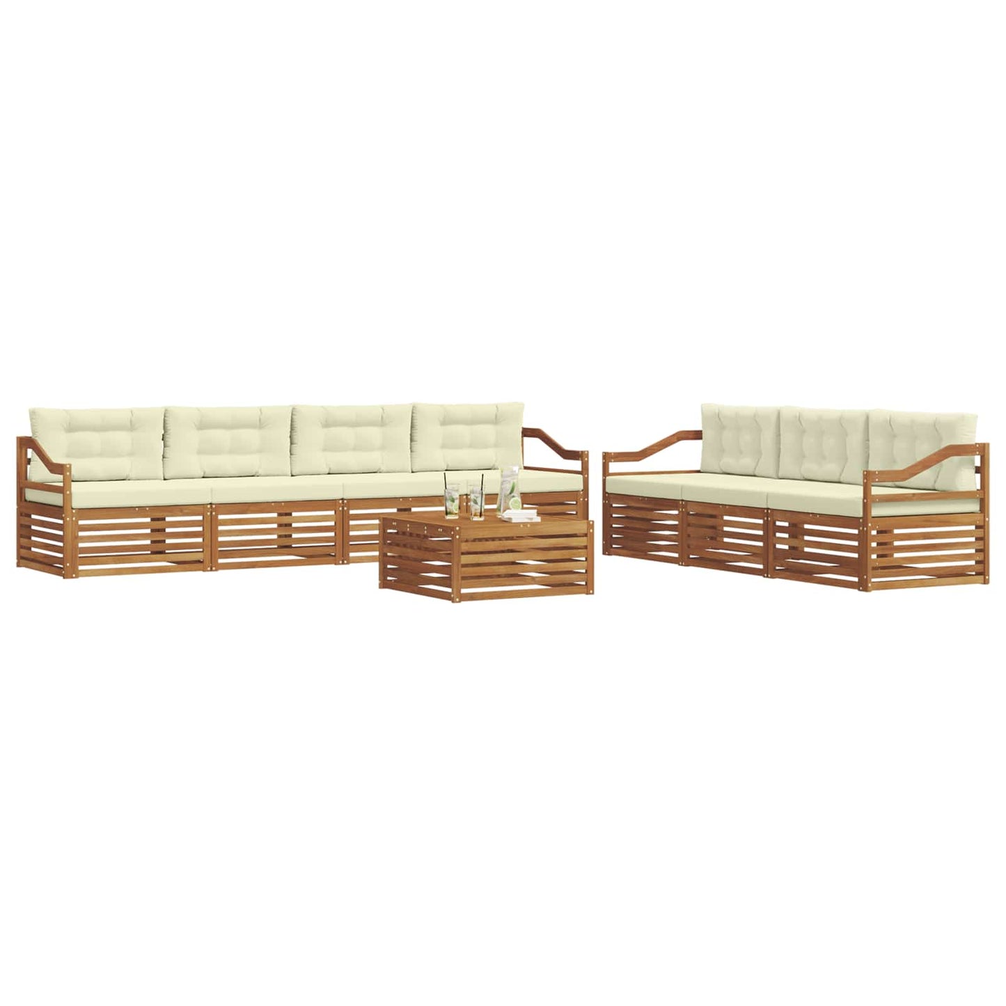 Set di divani da esterno con cuscino 8 pcs Naturale e Crema