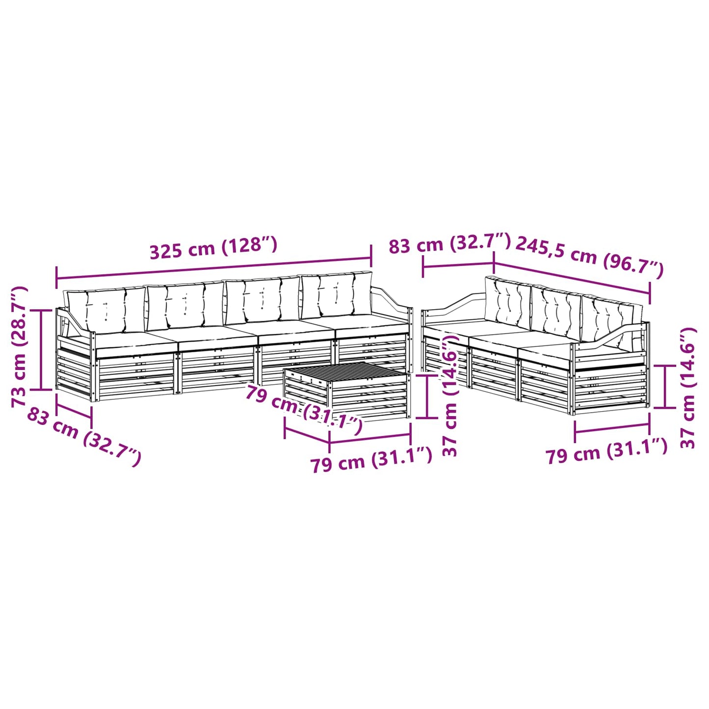 Set di divani da esterno 8 pcs Grigio Naturale e Chiaro | homemem39