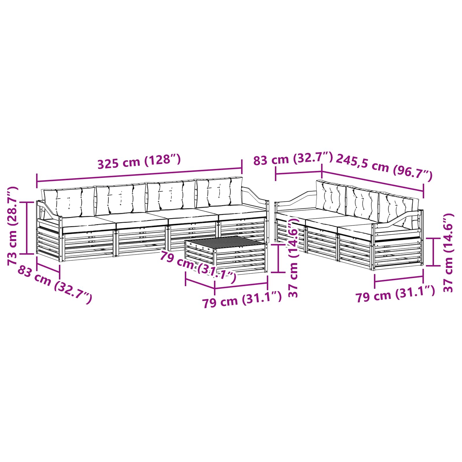 Set di divani da esterno 8 pcs Grigio Naturale e Chiaro | homemem39
