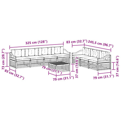 Set di divani da esterno 8 pcs Grigio Naturale e Chiaro | homemem39