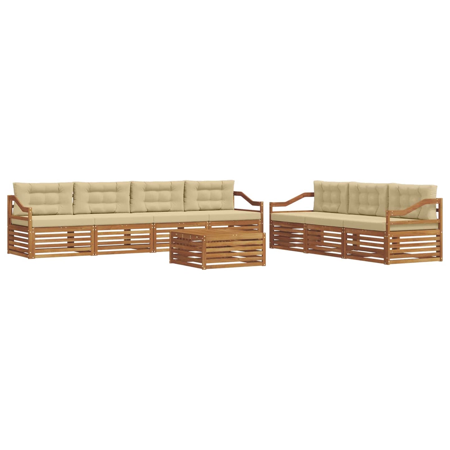 Set di divani da esterno con cuscino 8 pcs Naturale e Beige