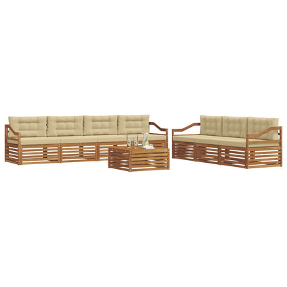 Set di divani da esterno con cuscino 8 pcs Naturale e Beige