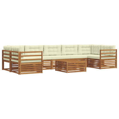Set di divani da esterno con cuscino 8 pcs Naturale e Crema | homemem39