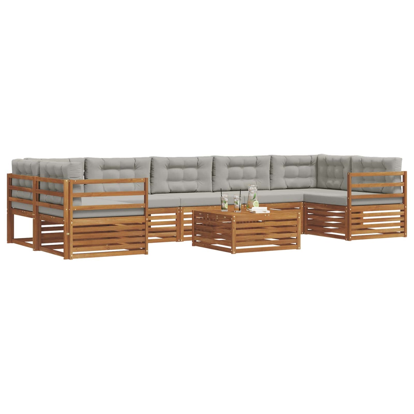 Set di divani da esterno 8 pcs Grigio Naturale e Chiaro | homemem39