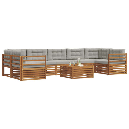 Set di divani da esterno 8 pcs Grigio Naturale e Chiaro