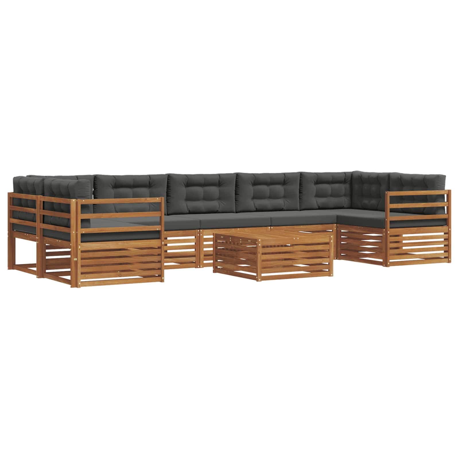 Set di divani da esterno con cuscino 8 pcs Naturale e Antracite | homemem39