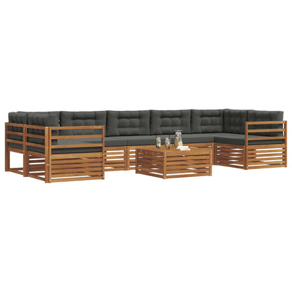 Set di divani da esterno con cuscino 8 pcs Naturale e Antracite | homemem39