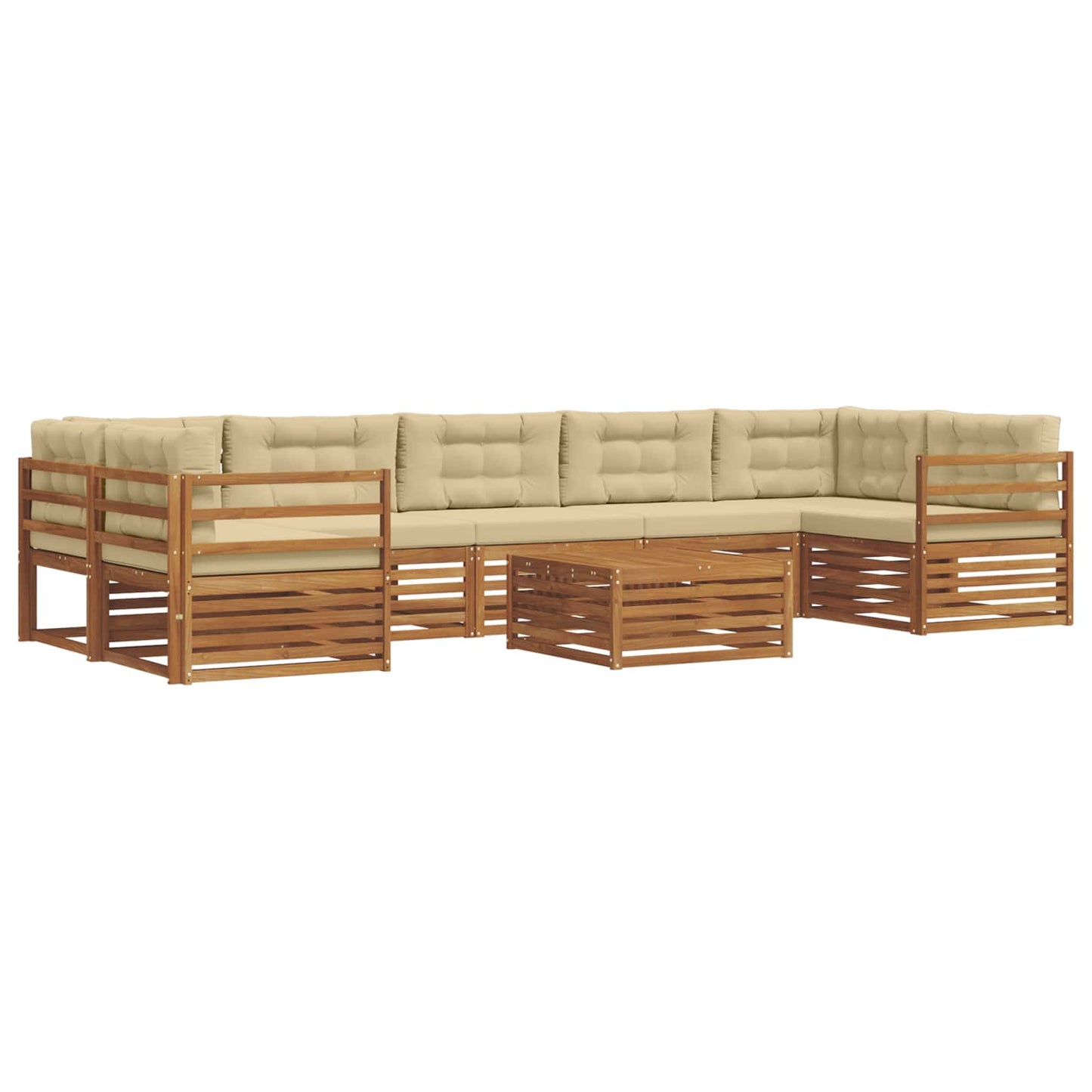 Set di divani da esterno con cuscino 8 pcs Naturale e Beige | homemem39