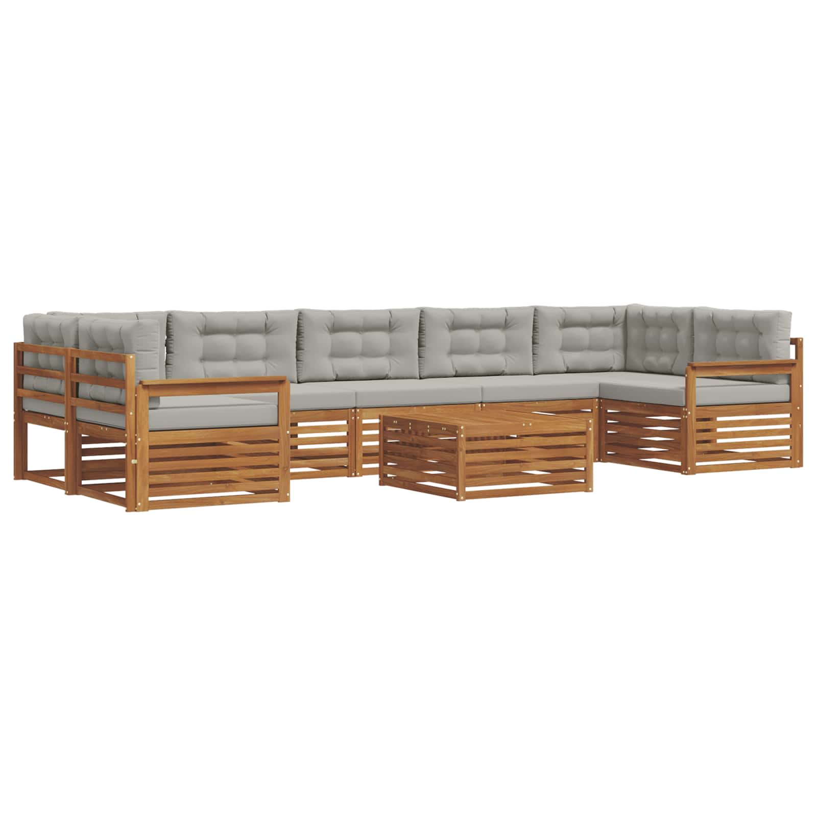 Set di divani da esterno 8 pcs Grigio Naturale e Chiaro | homemem39