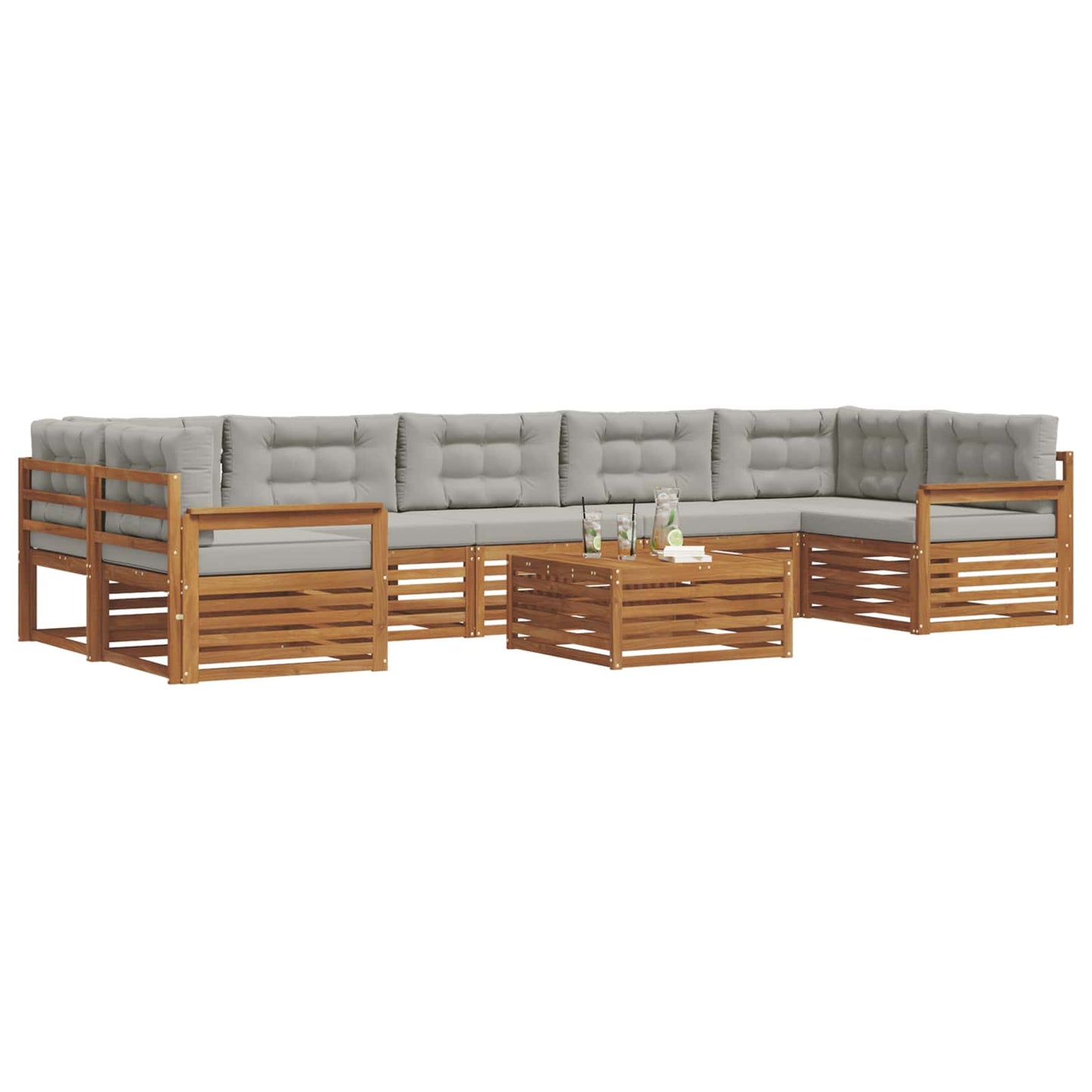 Set di divani da esterno 8 pcs Grigio Naturale e Chiaro | homemem39