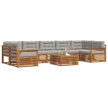 Set di divani da esterno 8 pcs Grigio Naturale e Chiaro