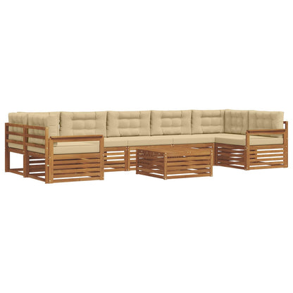 Set di divani da esterno con cuscino 8 pcs Naturale e Beige | homemem39