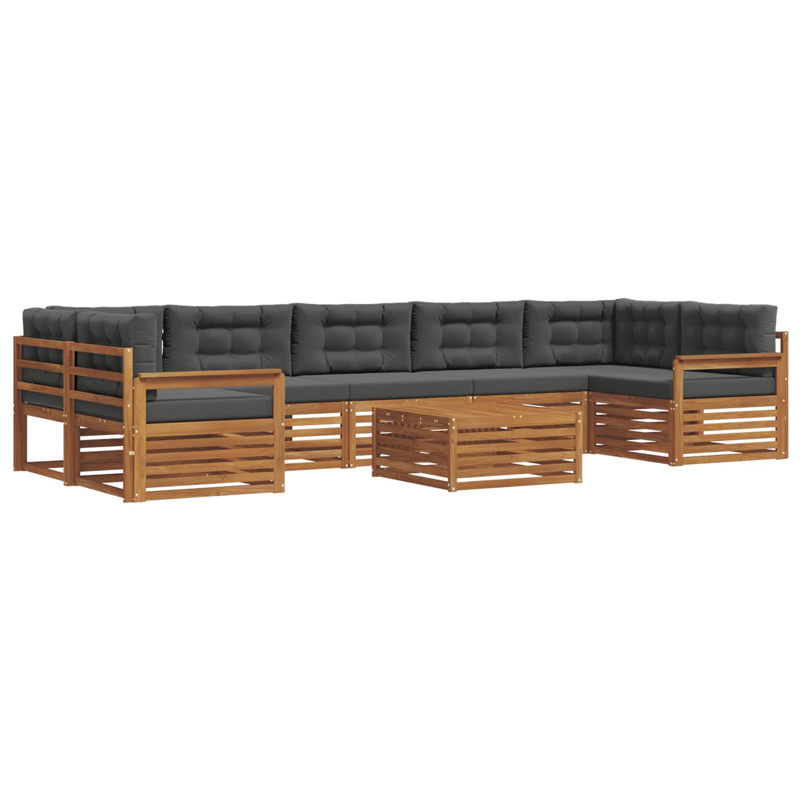 Set di divani da esterno con cuscino 8 pcs Naturale e Antracite | homemem39