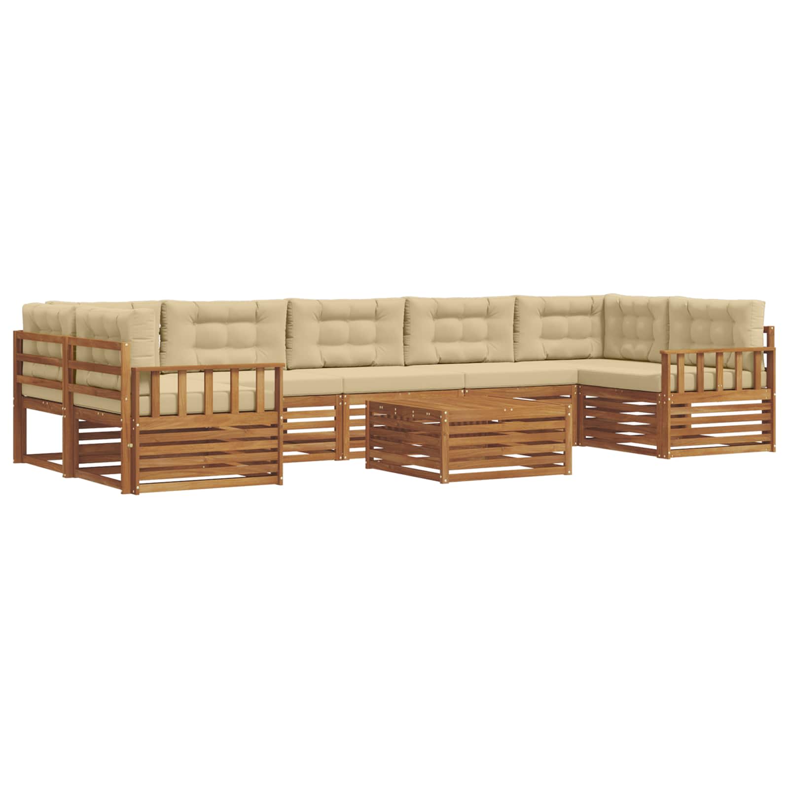 Set di divani da esterno con cuscino 8 pcs Naturale e Beige | homemem39