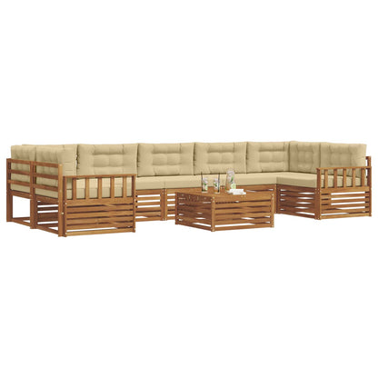 Set di divani da esterno con cuscino 8 pcs Naturale e Beige