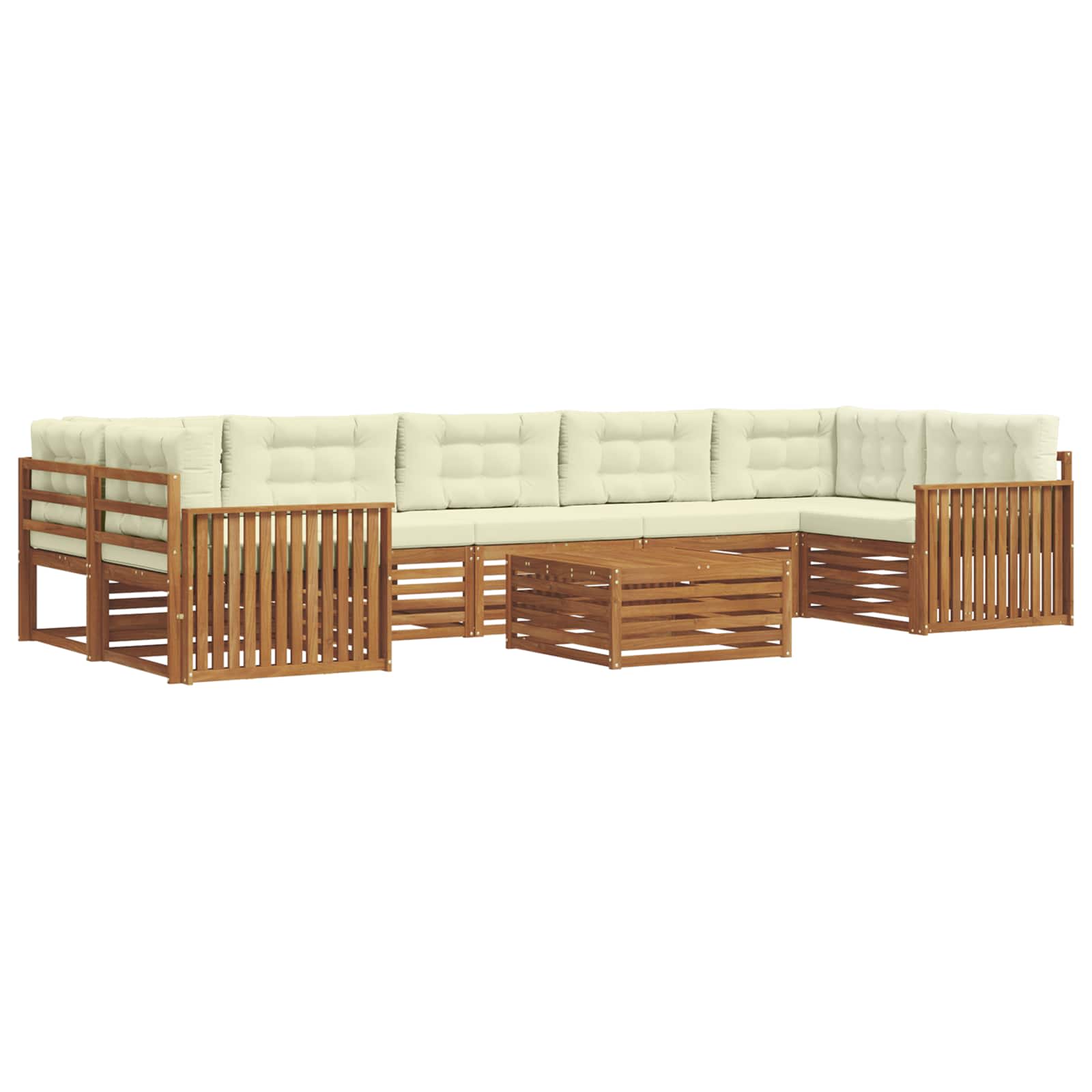 Set di divani da esterno con cuscino 8 pcs Naturale e Crema | homemem39