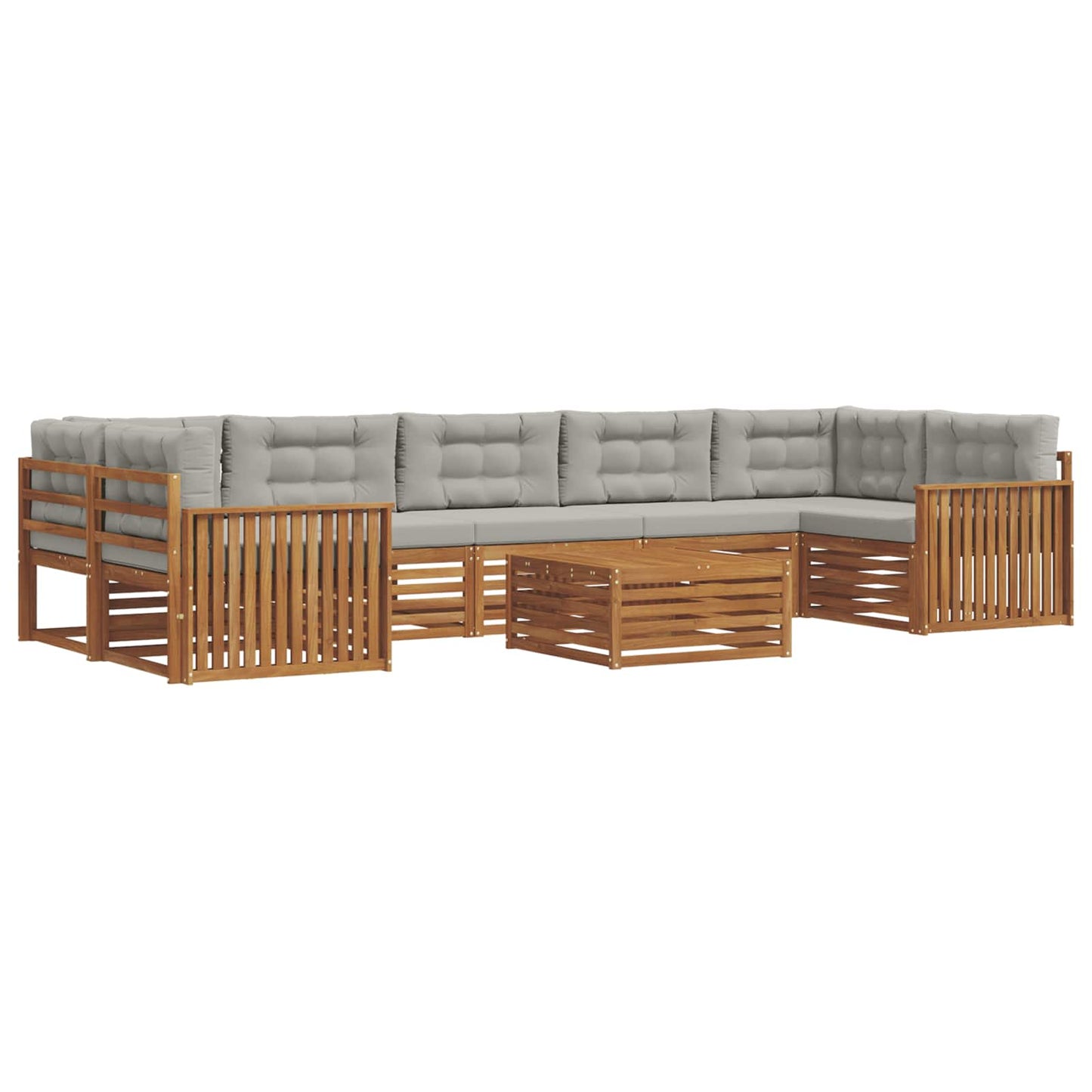 Set di divani da esterno 8 pcs Grigio Naturale e Chiaro | homemem39