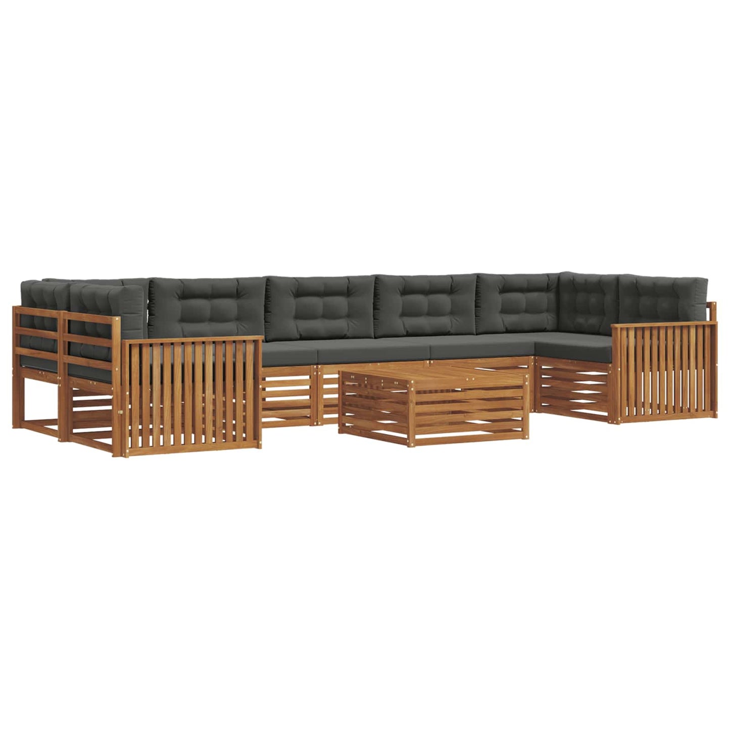 Set di divani da esterno con cuscino 8 pcs Naturale e Antracite