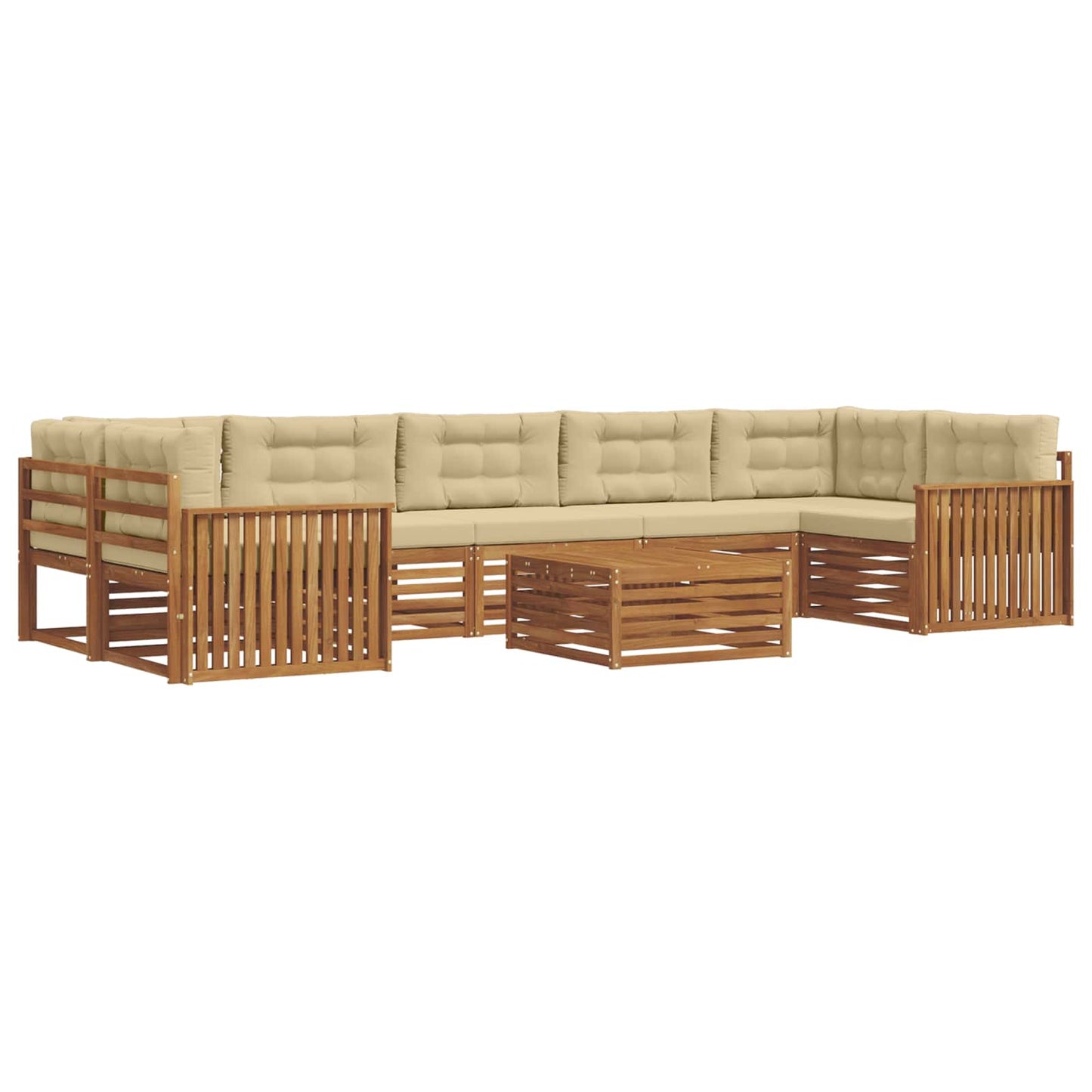 Set di divani da esterno con cuscino 8 pcs Naturale e Beige | homemem39