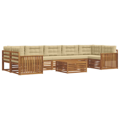 Set di divani da esterno con cuscino 8 pcs Naturale e Beige