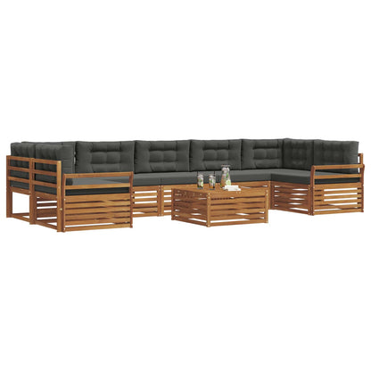Set di divani da esterno con cuscino 8 pcs Naturale e Antracite