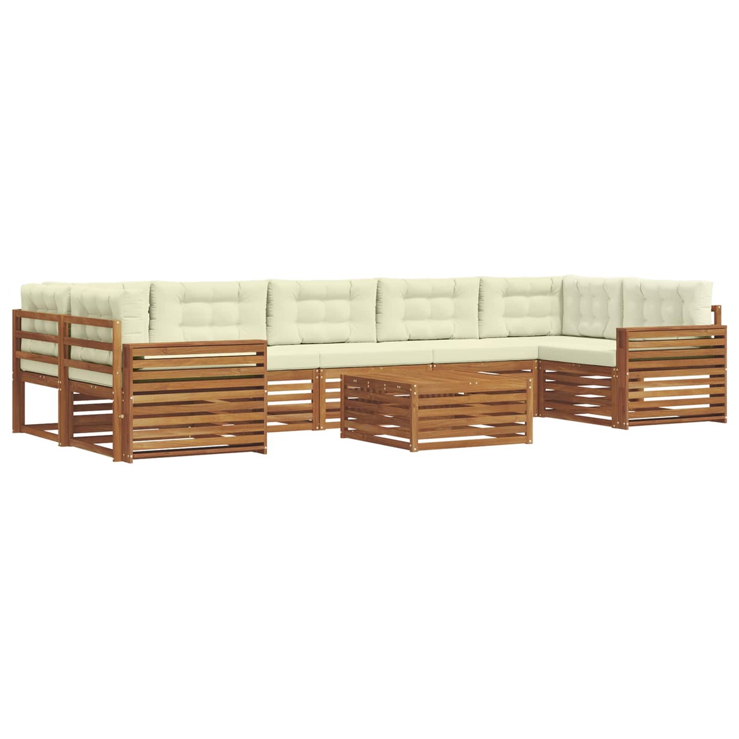 Set di divani da esterno con cuscino 8 pcs Naturale e Crema