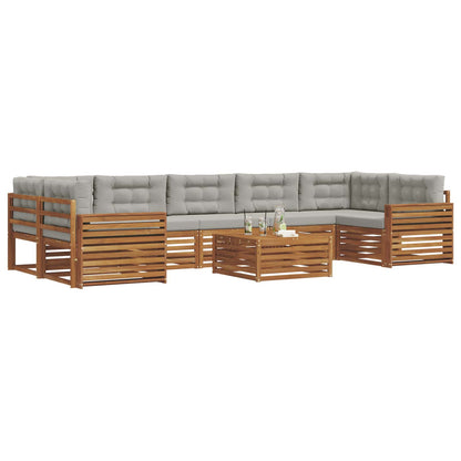 Set di divani da esterno 8 pcs Grigio Naturale e Chiaro | homemem39