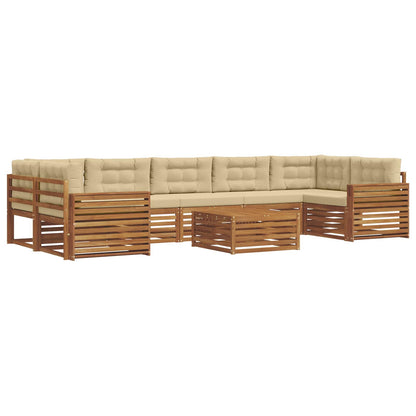 Set di divani da esterno con cuscino 8 pcs Naturale e Beige