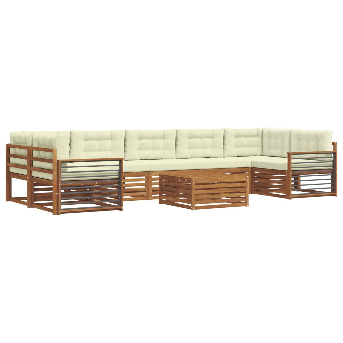 Set di divani da esterno con cuscino 8 pcs Naturale e Crema | homemem39