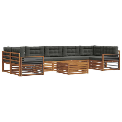 Set di divani da esterno con cuscino 8 pcs Naturale e Antracite | homemem39