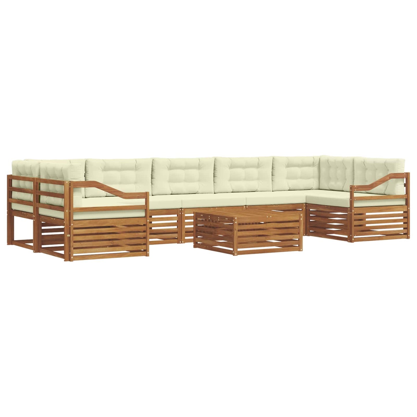 Set di divani da esterno con cuscino 8 pcs Naturale e Crema | homemem39