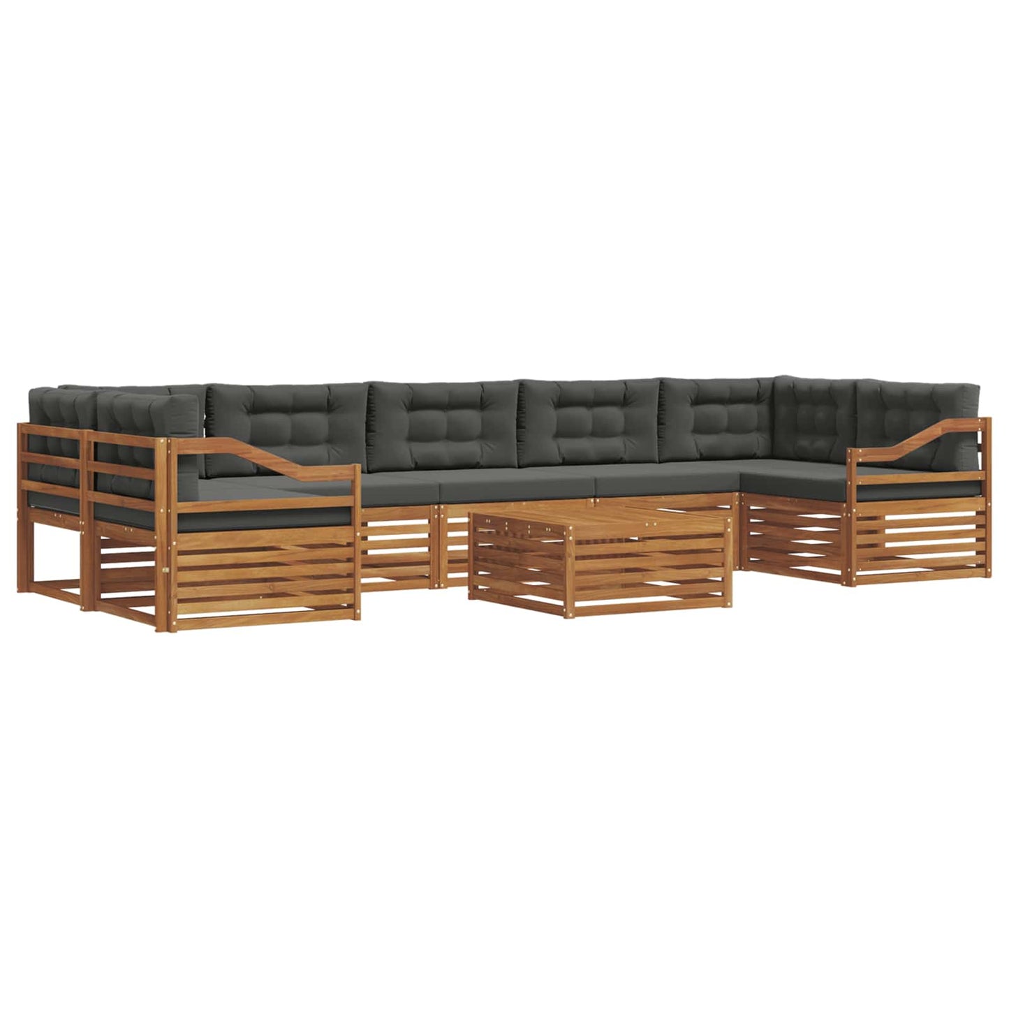 Set di divani da esterno con cuscino 8 pcs Naturale e Antracite | homemem39