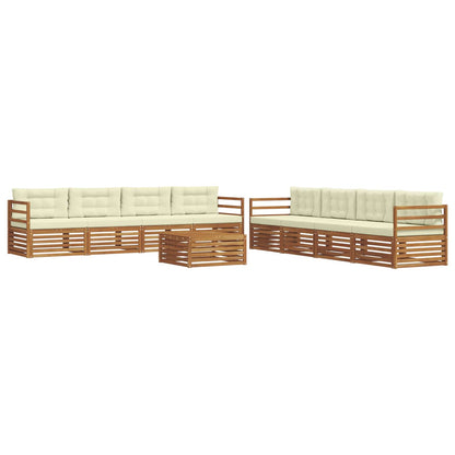 Set di divani da esterno con cuscino 9 pcs Naturale e Crema | homemem39