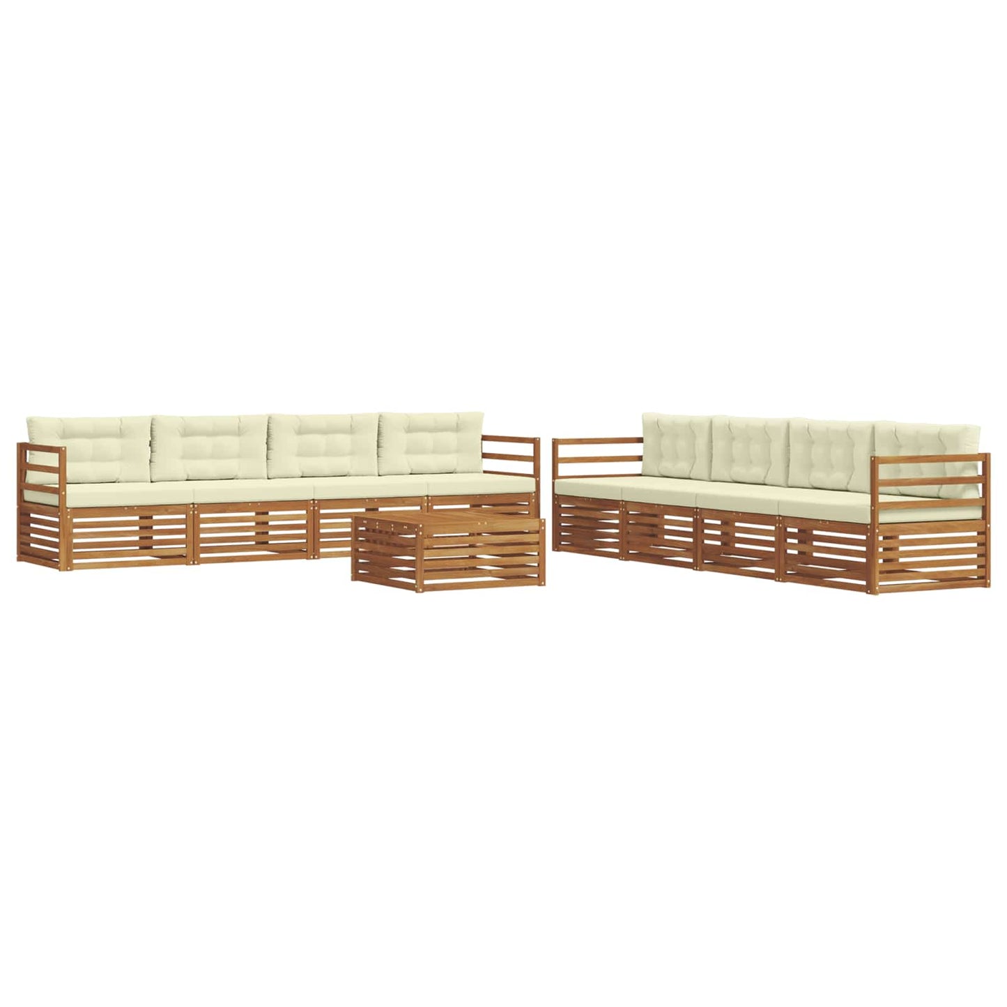 Set di divani da esterno con cuscino 9 pcs Naturale e Crema