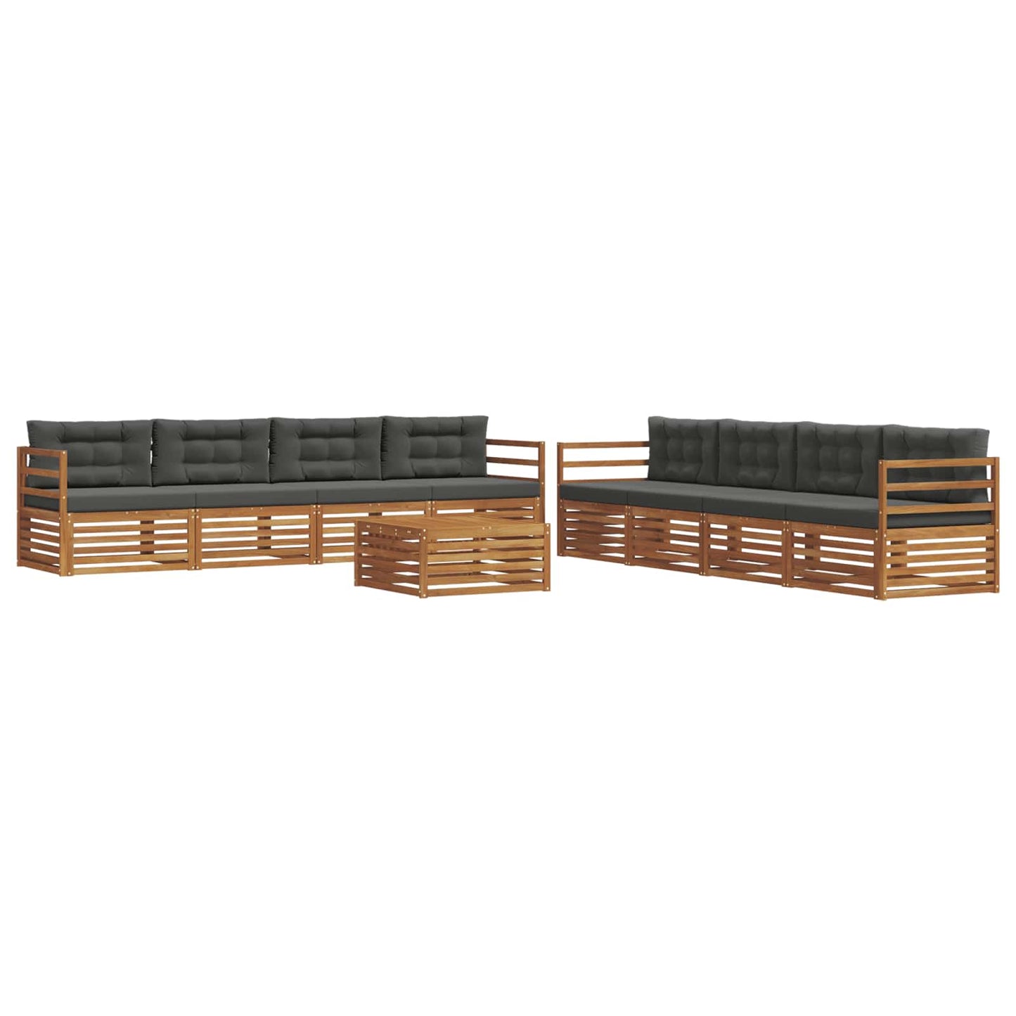 Set di divani da esterno con cuscino 9 pcs Naturale e Antracite | homemem39