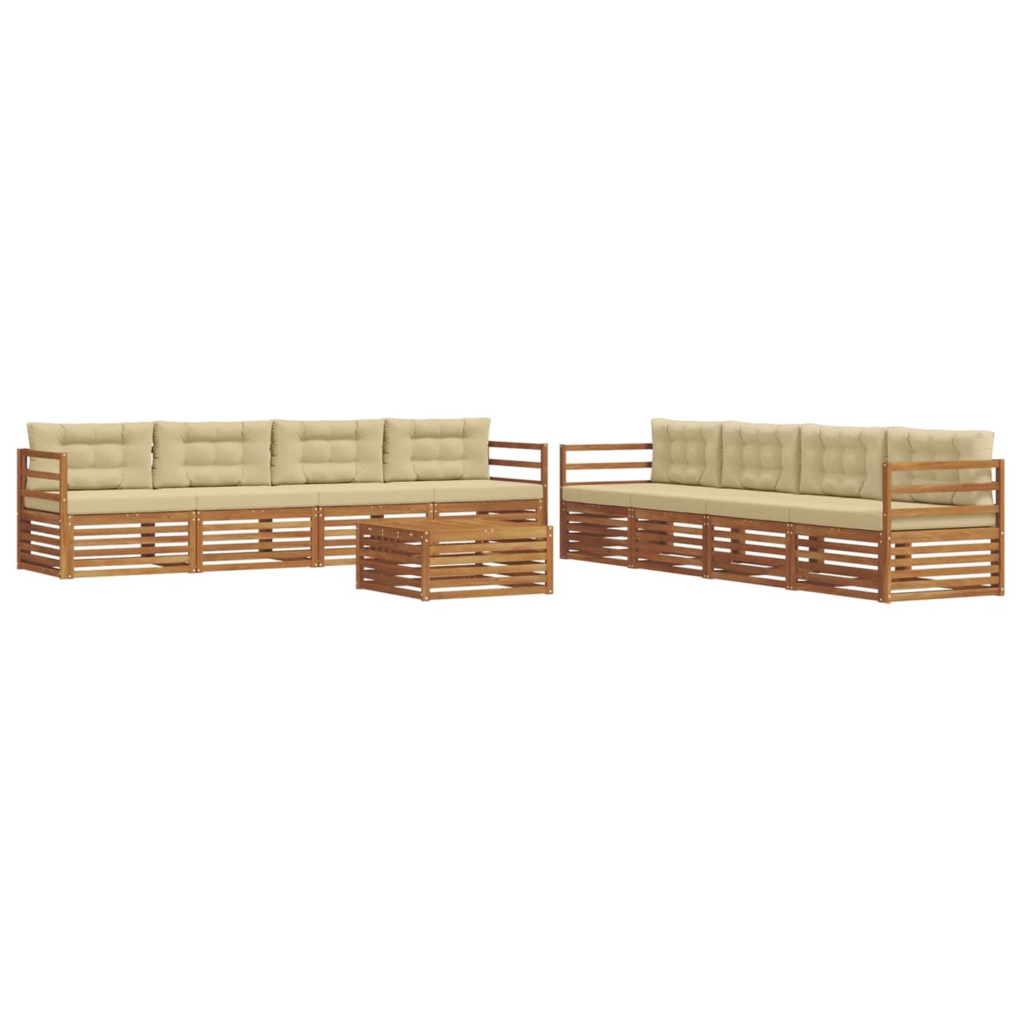 Set di divani da esterno con cuscino 9 pcs Naturale e Beige | homemem39