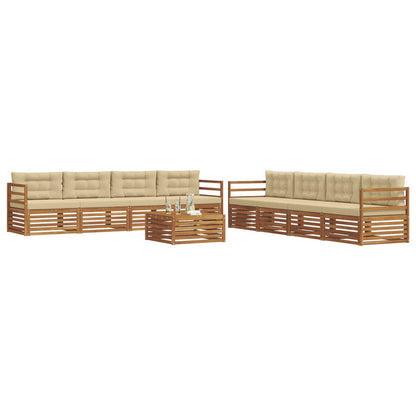 Set di divani da esterno con cuscino 9 pcs Naturale e Beige | homemem39