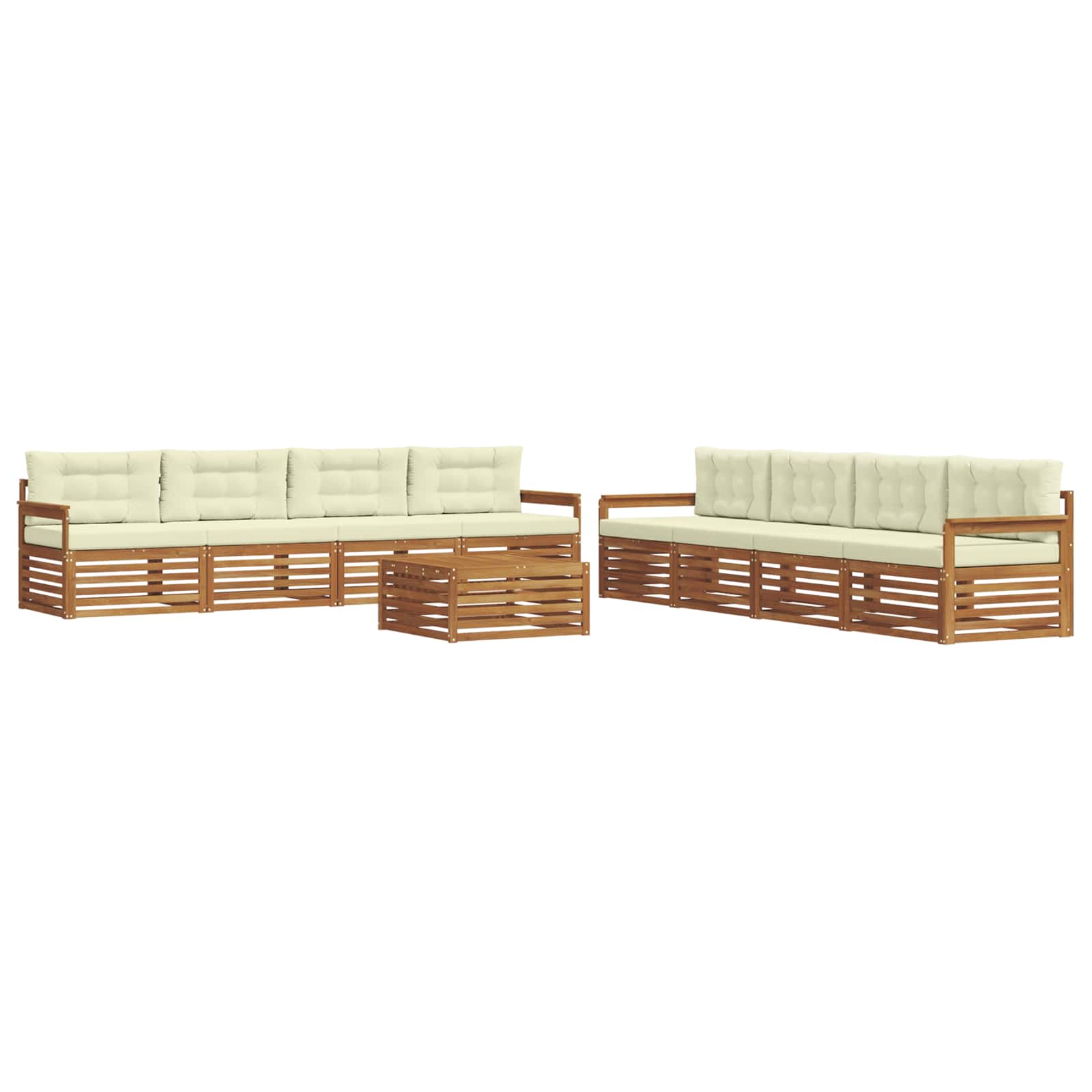 Set di divani da esterno con cuscino 9 pcs Naturale e Crema | homemem39