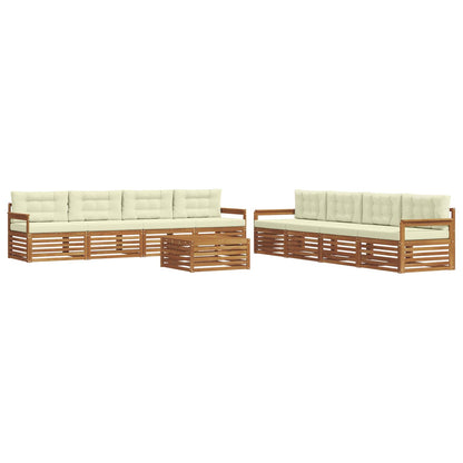 Set di divani da esterno con cuscino 9 pcs Naturale e Crema | homemem39