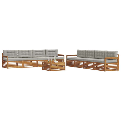 Set di divani da esterno 9 pcs Grigio Naturale e Chiaro | homemem39