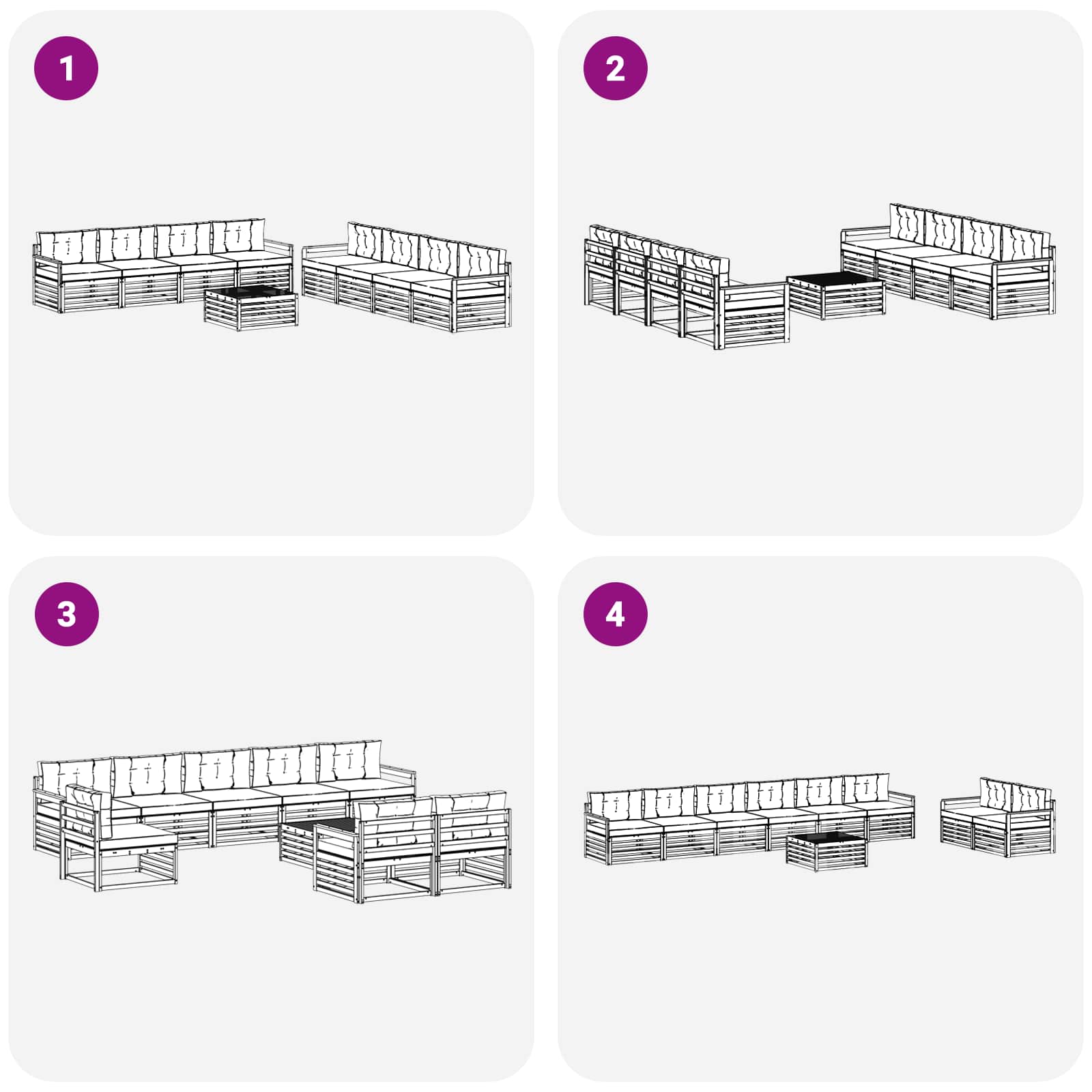 Set di divani da esterno 9 pcs Grigio Naturale e Chiaro | homemem39