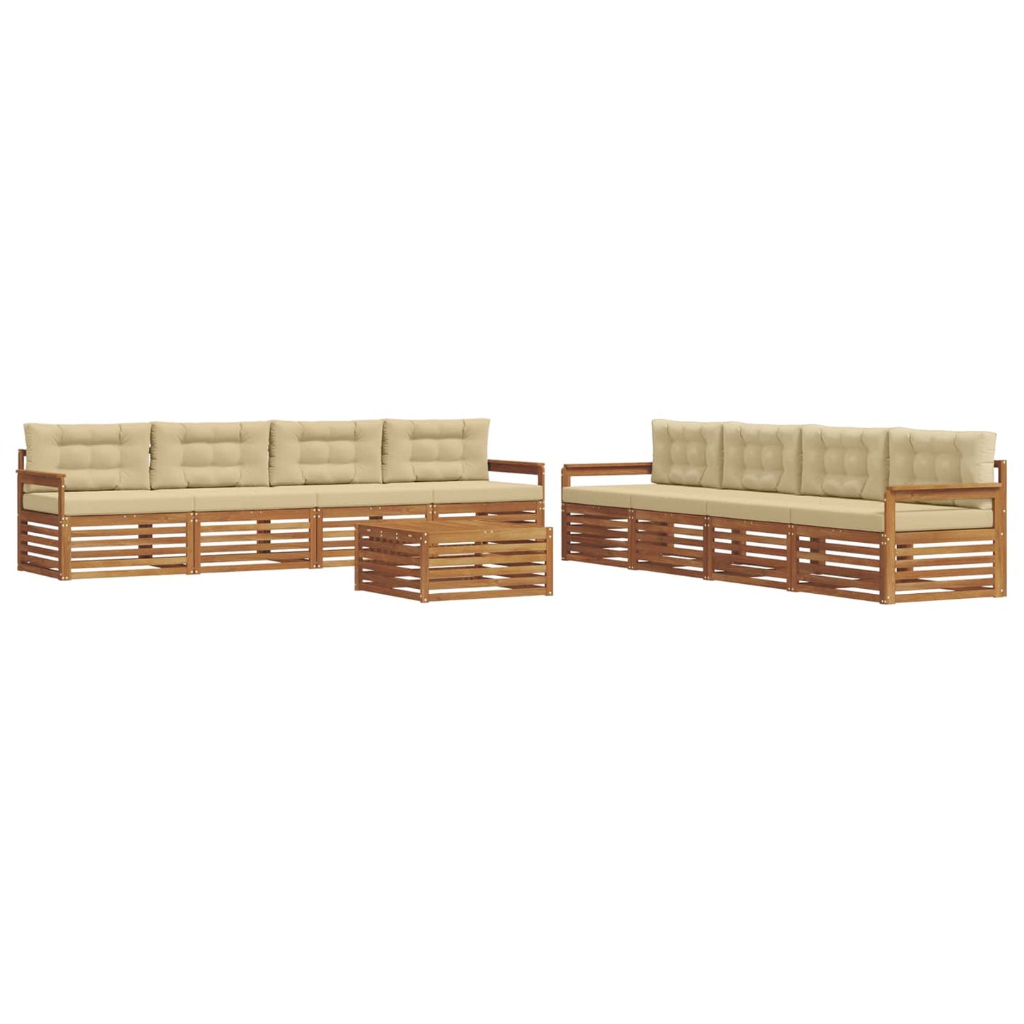 Set di divani da esterno con cuscino 9 pcs Naturale e Beige